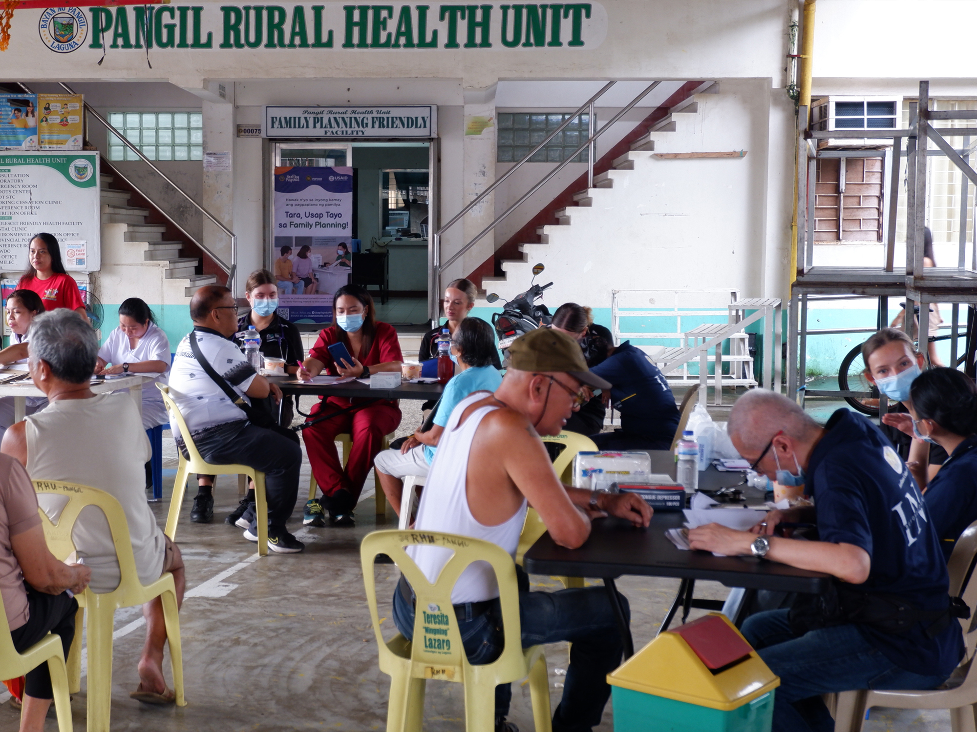 The ECU delegates work together with the community doctors, nurses, midwives, and barangay  health care workers to provide preventive and promotive health services to the people of Pangil, Laguna