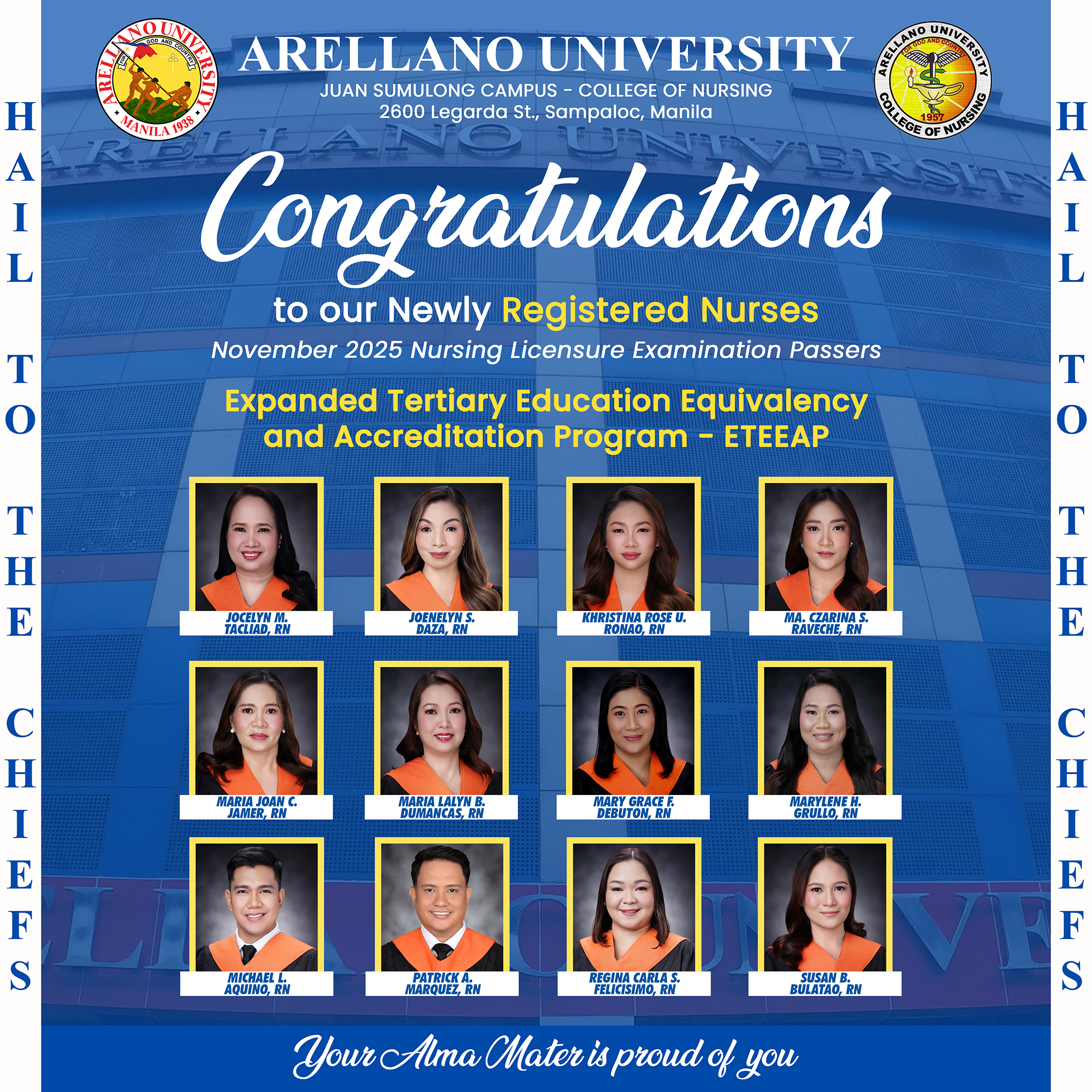 Dreams Realized at Any Stage: 27 ETEEAP and 75 Regular Students Ignite Their Nursing Careers with a 94.55% Passing Rate