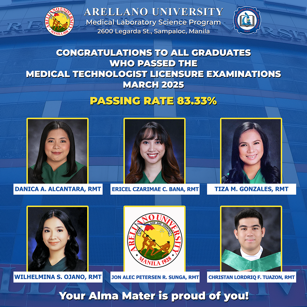 March 2025 Medical Technologist Licensure Exam Yields 83.33% Passing Rate for AU Legarda